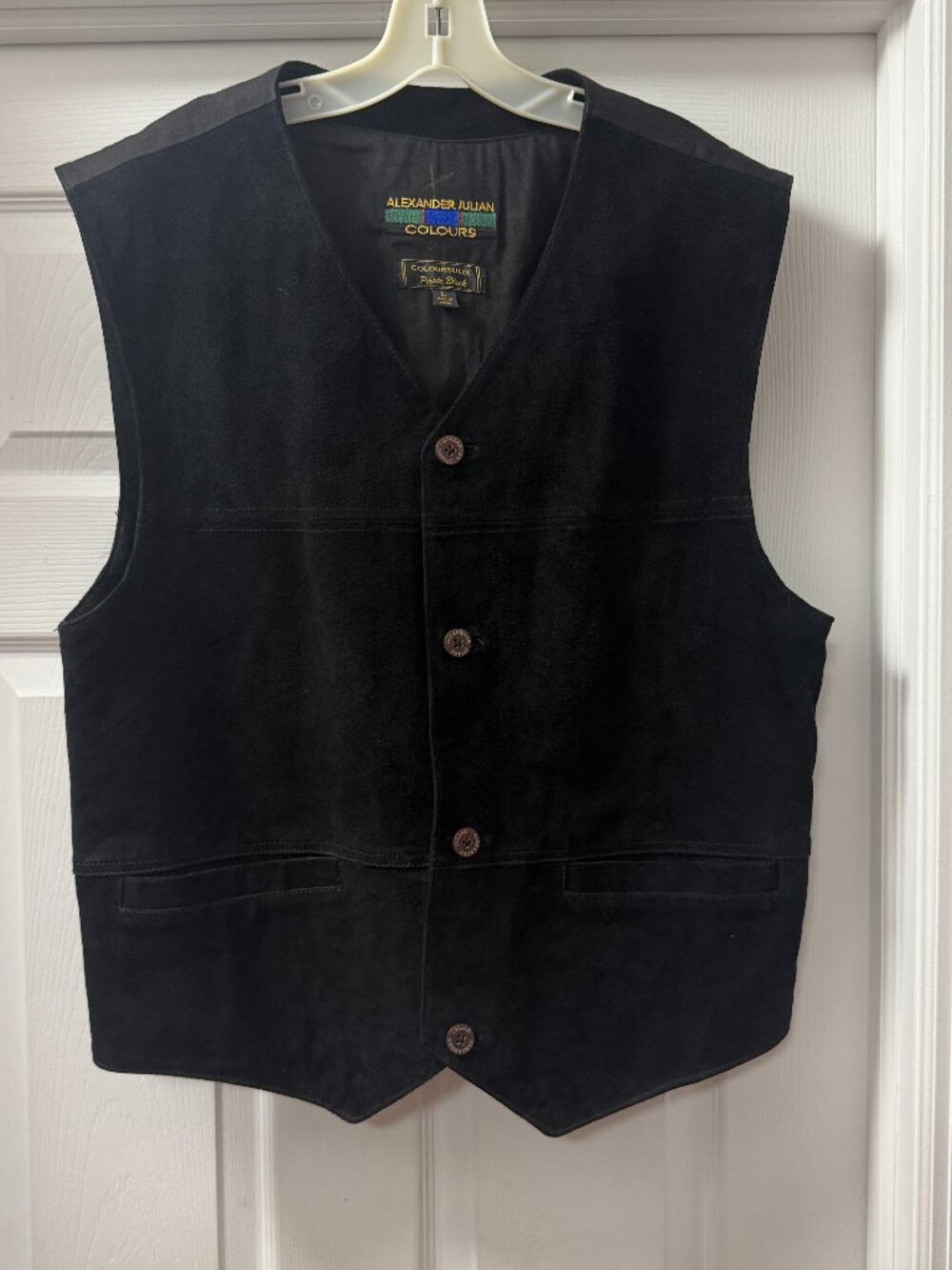 Alexander Julian Colours Genuine Suede Leather Vest - Pirate Black - Men’s Large